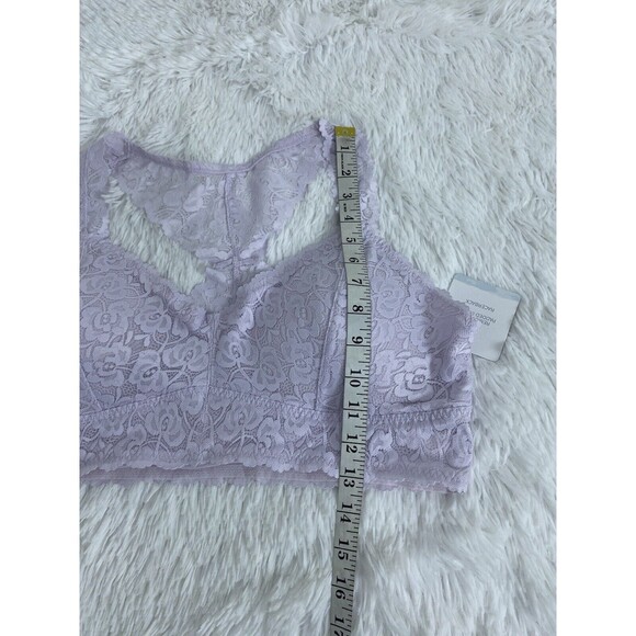 Tranquil & True Bralette Bra Womens Plus Size 1X Lilac Lace Floral Racerback - Picture 5 of 11